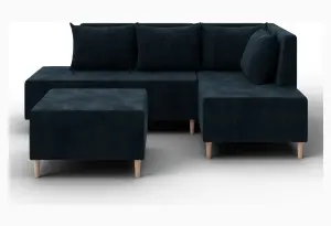 Диван угловой модульный с пуфом Лига-126 угол правый LAIM 21 графит (Велюр)