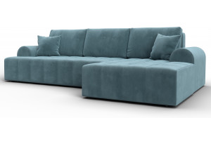Диван угловой Лига-080 угол правый SEVEN 113 бирюзовый (Велюр)
