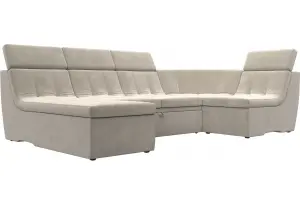 П-образный модульный диван Холидей Люкс Бежевый (Микровельвет)
