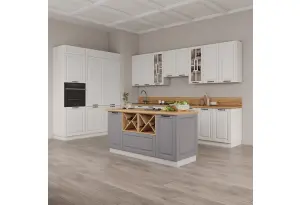 Модульная кухня Гарда Белый эмалит / Серый эмалит МДФ