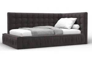 Кровать детская Лига-141 изголовье справа SEVEN 727 коричневый (Велюр)