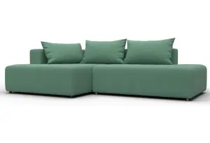 Диван угловой Лига-103 НПБ угол левый Амур 11 зеленый (Рогожка)