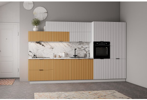 Модульная кухня Мелисса Белый скин/Горчица МДФ