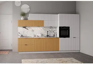 Модульная кухня Мелисса Белый скин/Горчица МДФ