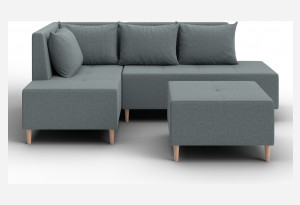 Диван угловой модульный с пуфом Лига-126 угол левый Амур 07 серый (Рогожка)