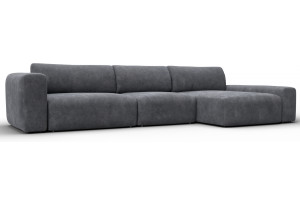 Диван угловой Лига-066 НПБ Лонг угол правый BRUT 16 темно-серый (Велюр)