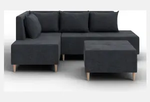 Диван угловой модульный с пуфом Лига-126 угол левый LAIM 26 темно-серый (Велюр)