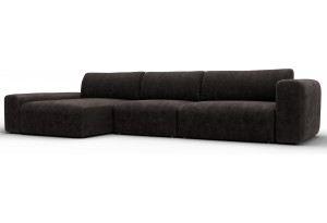 Диван угловой Лига-066 НПБ Лонг угол левый BRUT 17 коричневый (Велюр)