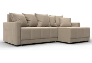 Диван угловой Лига-125 угол универсальный SEVEN 729 бежевый (Велюр)
