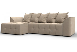 Диван угловой Лига-113 угол левый SEVEN 729 бежевый (Велюр)