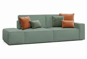 КОРСО Диван прямой с банкеткой, темно-зеленый