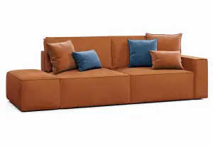 КОРСО Диван прямой с банкеткой, терракотовый