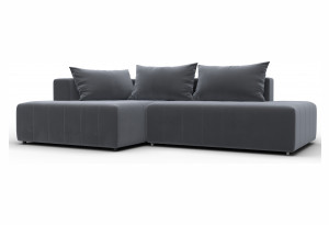 Диван угловой Лига-103 НПБ угол левый SEVEN 17 серый (Велюр)