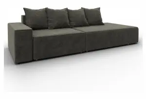 Диван прямой Лига-079 подлокотник слева LAIM 10 темно-коричневый (Велюр)