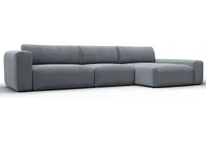 Диван угловой Лига-066 НПБ Лонг угол правый TOWER 10 серый (Велюр)