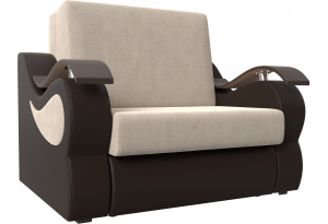 Прямой диван Меркурий 120 бежевый/коричневый (Рогожка/Экокожа)