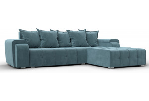 Диван угловой Лига-121 правый угол SEVEN 113 бирюзовый (Велюр)