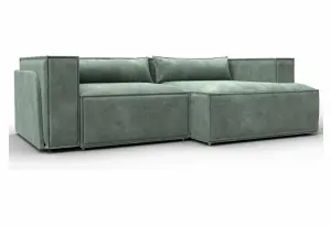 Диван угловой Лига-061 угол правый BRUT 08 зеленый (Велюр)