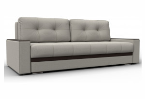 Диван прямой с декором Лига-096 НПБ Бежевый/Коричневый (Рогожка;Экокожа)