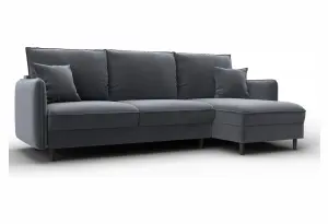 Диван угловой Лига-064 НПБ угол универсальный SEVEN 17 серый (Велюр)