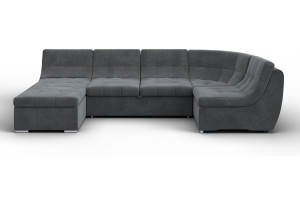 Диван П-образный модульный Холидей LAIM 23 светло-серый (Велюр)