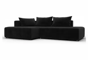 Диван угловой Лига-103 НПБ угол левый SEVEN 35 черный (Велюр)