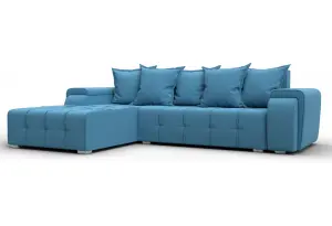 Диван угловой Лига-121 левый угол Амур 10 голубой (Рогожка)