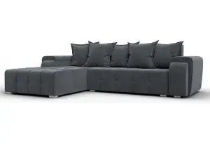 Диван угловой Лига-121 левый угол LAIM 23 светло-серый (Велюр)