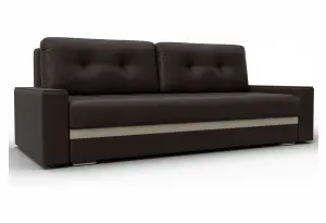 Диван прямой с декором Лига-096 НПБ Коричневый/Бежевый (Экокожа)