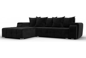 Диван угловой Лига-121 левый угол SEVEN 35 черный (Велюр)
