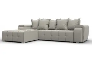 Диван угловой Лига-121 левый угол Амур 02 бежевый (Рогожка)