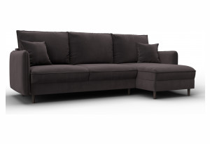 Диван угловой Лига-064 НПБ угол универсальный SEVEN 727 коричневый (Велюр)