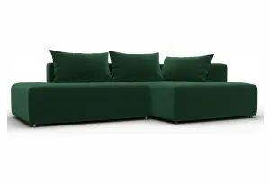 Диван угловой Лига-103 НПБ угол правый SEVEN 626 зеленый (Велюр)