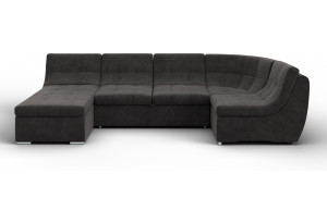 Диван П-образный модульный Холидей LAIM 10 темно-коричневый (Велюр)