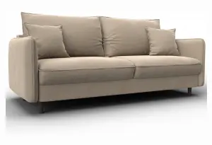 Диван прямой Лига-064 НПБ SEVEN 729 бежевый (Велюр)