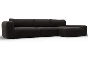 Диван угловой Лига-066 НПБ Лонг угол правый BRUT 17 коричневый (Велюр)