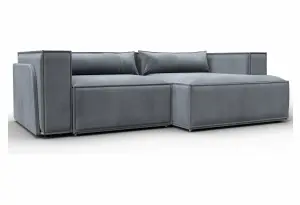 Диван угловой Лига-061 угол правый TOWER 10 серый (Велюр)