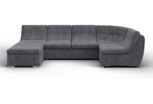 Диван П-образный модульный Холидей BRUT 16 темно-серый (Велюр)