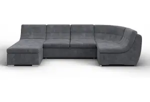 Диван П-образный модульный Холидей BRUT 16 темно-серый (Велюр)