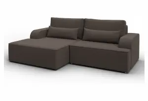 Диван угловой Лига-120 угол левый Амур 05 коричневый (Рогожка)