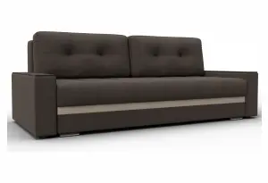 Диван прямой с декором Лига-096 НПБ Коричневый/Бежевый (Рогожка;Экокожа)