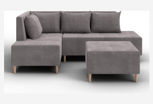 Диван угловой модульный с пуфом Лига-126 угол левый LAIM 04 бежевый (Велюр)