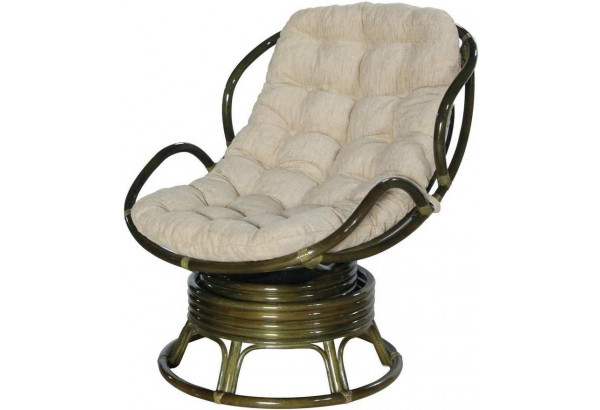 Вращающееся кресло из ротанга Папасан Челси в цвете олива - главное фото