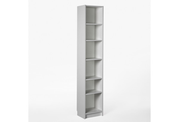 Стеллаж Варма 40, высокий узкий с шестью полками, цвет белый - главное фото