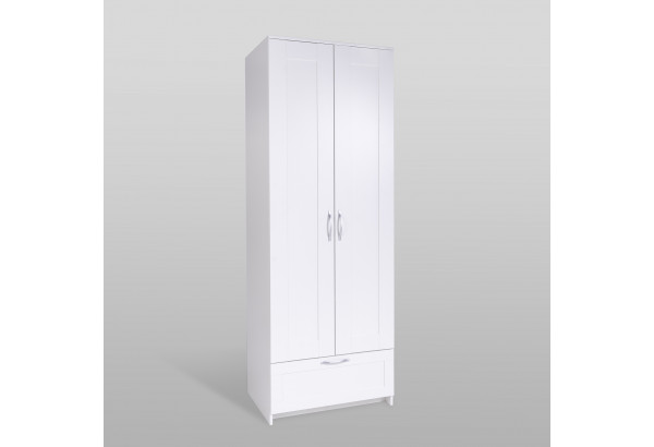 Шкаф СИРИУС двудверный белый с выдвижным ящиком - главное фото