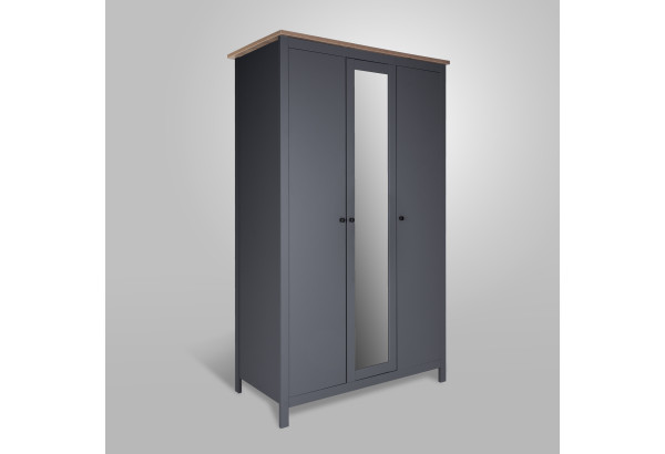 2.08.01.040.15 САГА шкаф 3 двери с зеркалом серый/ясень - главное фото