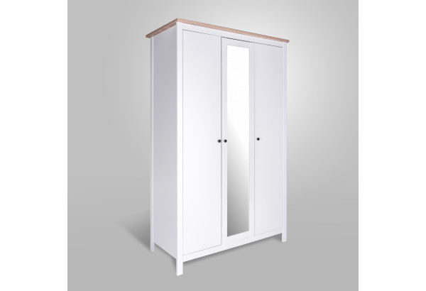 2.08.01.040.14 САГА шкаф 3 двери с зеркалом белый/ясень - главное фото