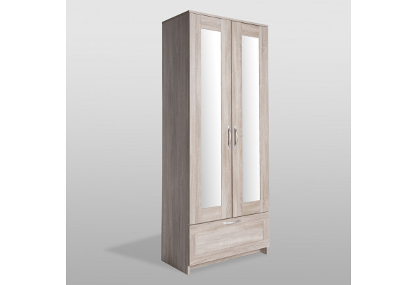 Шкаф СИРИУС двухдверный с одним выдвижным ящикам и двумя зеркалами, цвет Дуб Сонома - главное фото