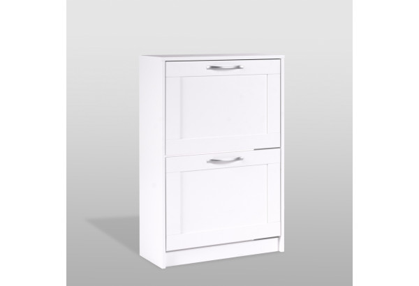 Тумба СИРИУС с двумя откидными полками для обуви, цвет белый - главное фото