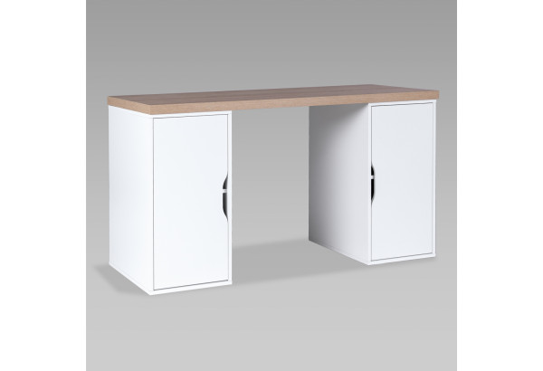 S01576 ИНГАР 2/ДВ/ДВ стол письменный 140x75x55, дуб беленый/белый - главное фото